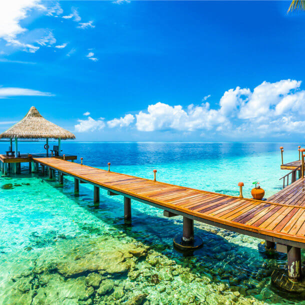 Maldives beach resort panoramic landscape